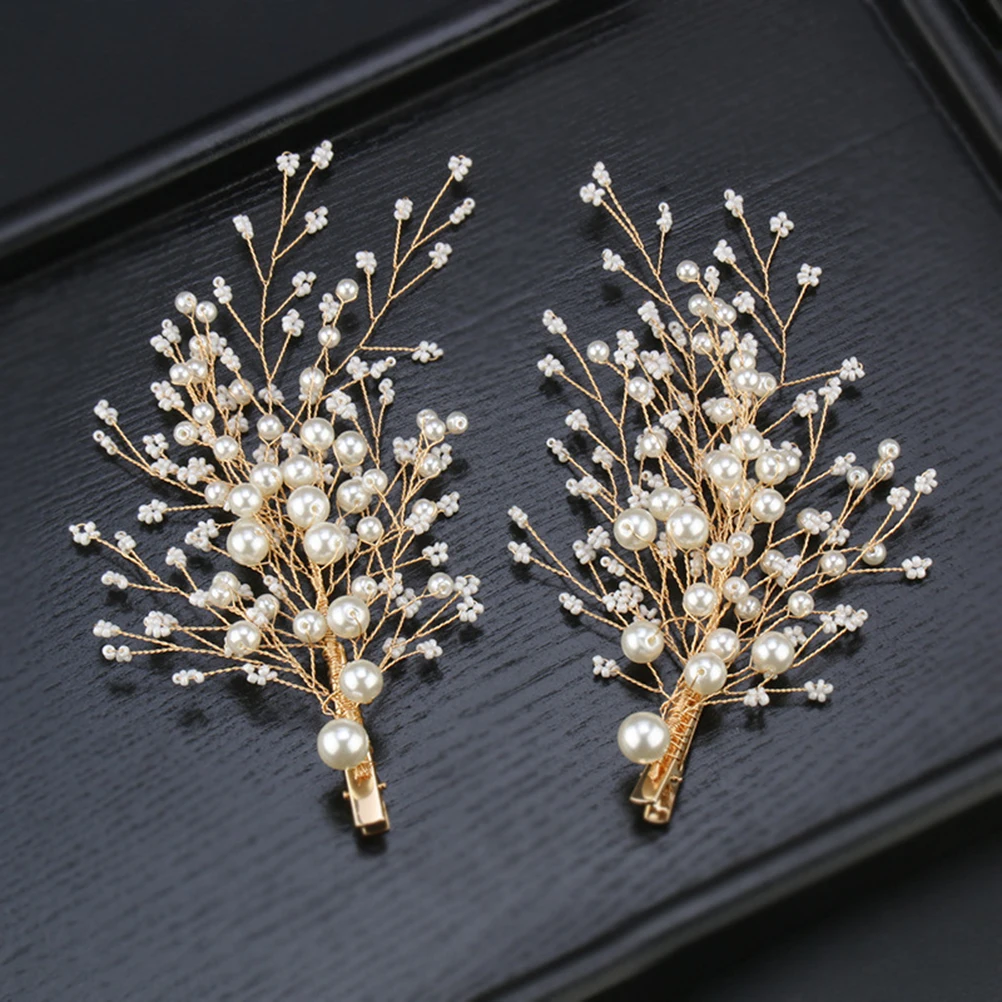 

Pearl Clip Headdress Hairpin Bridal Accessories Women Flower Hairpins Wedding Decor Golden Bride Durable Lightweight