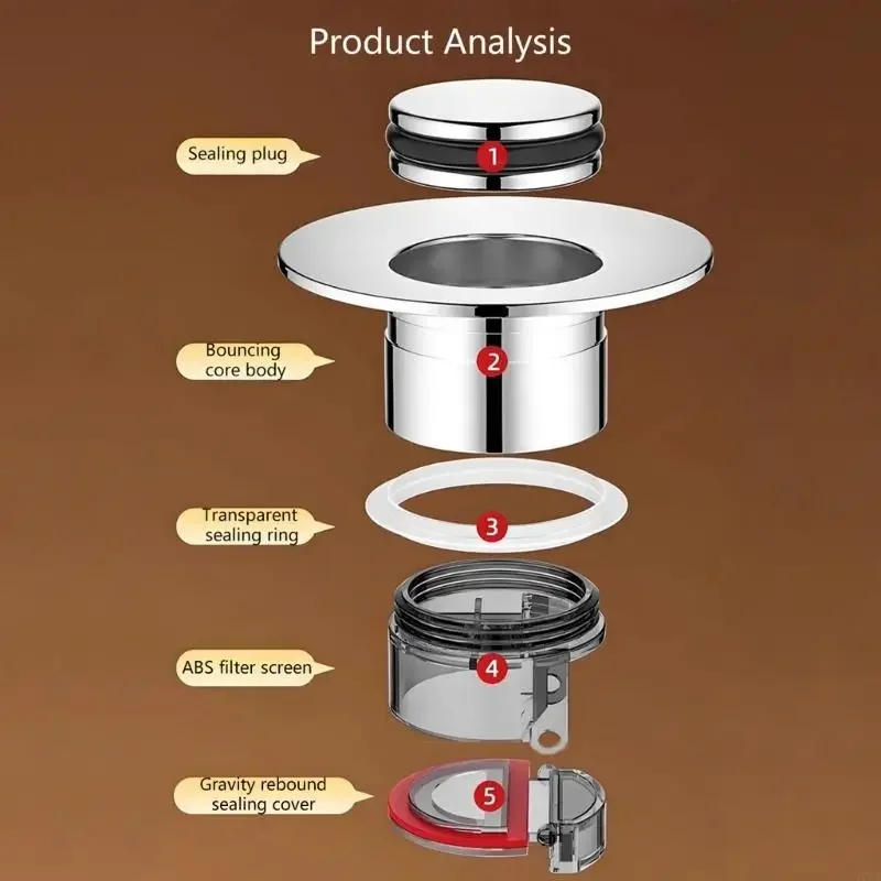 

Stainless Steels Basins Plug With ABS Filter Anti Clogging Deodorant Cores Universals Basins Drain Stoppers Easy Y5GB