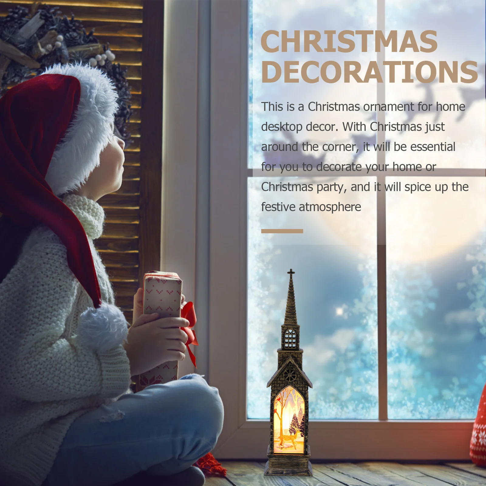 1Pcs Christmas Luminous Castle Ornament LED Lighted Table Decor for Holiday Party Home Festive Ambience Upgrade