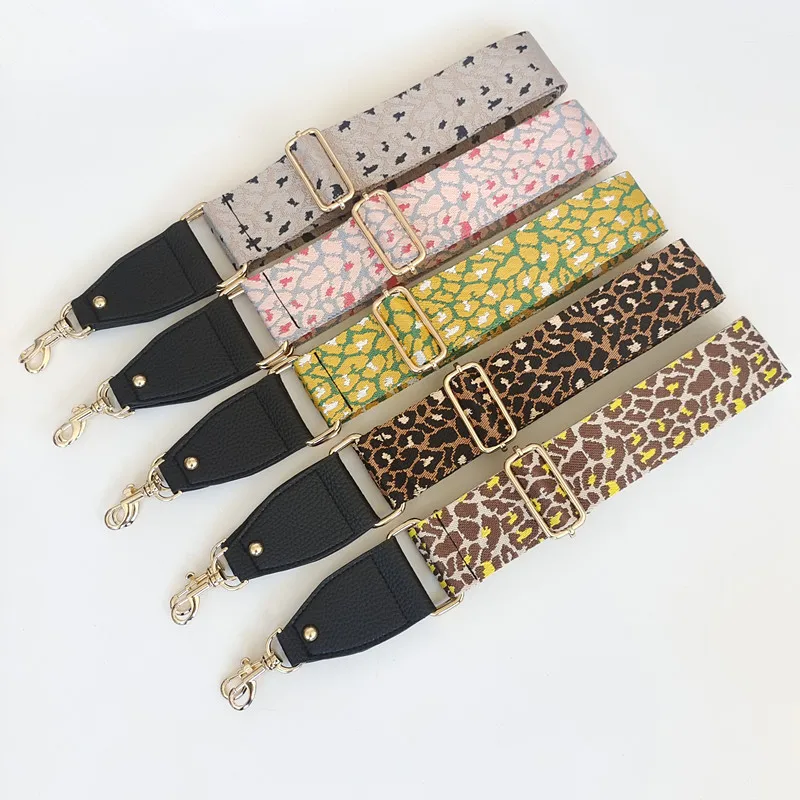 New Thickened Leopard Print Webbing Women's Bag Single Shoulder Crossbody Adjustable Wide Strap Decompression Strap Accessories