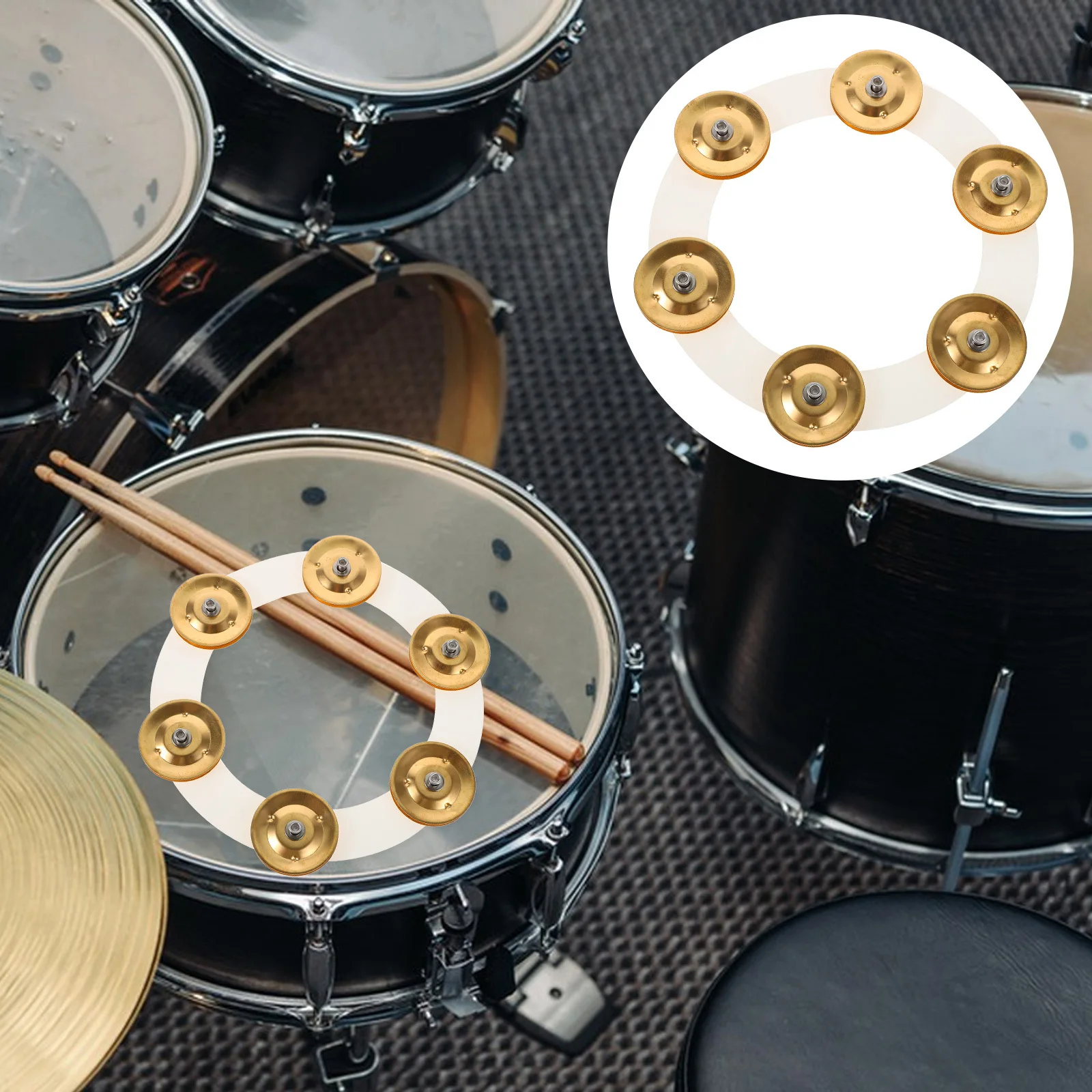 

Sturdy Replaceable Drum Tambourine Ring Bell Robust Cymbal Bell Drum Ring for Beginner Professionals Daily Practice and