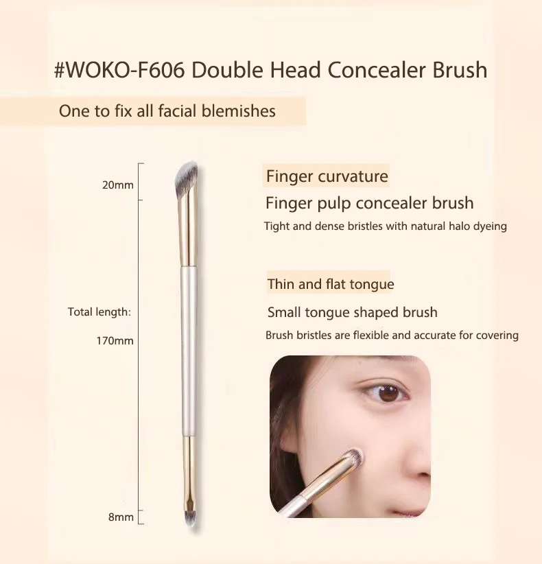WOKO Double Head Concealer Brush Finger Concealer Makeup Brush & Tip Head Concealer Brush Facial Blemish Coverage Makeup Tool – Detail 18