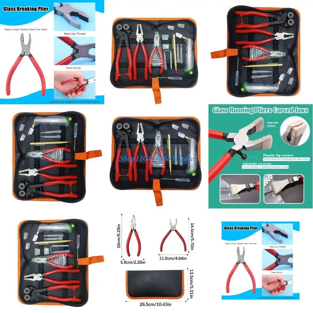 Y6GD Glass Cutting Tool Systems with Light Weight Carry Case for Mobile Operations Use Glass Cutter and Trimming Pliers Set