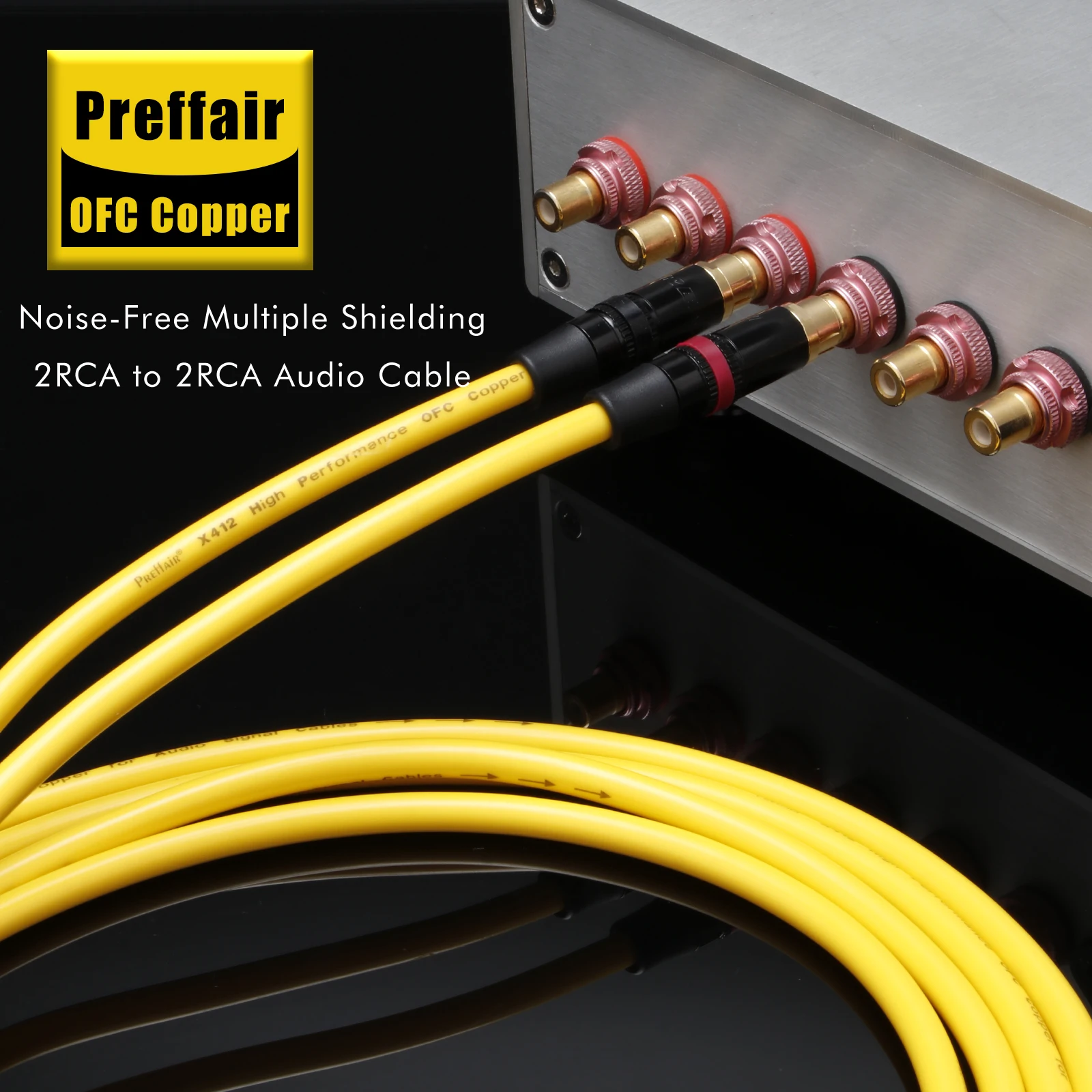 Preffair X412 Hi-End  Audio Cable with Gold Plated RCA Male Connectors Plug Hybrid RCA Audio Interconnect Cable for CD Player