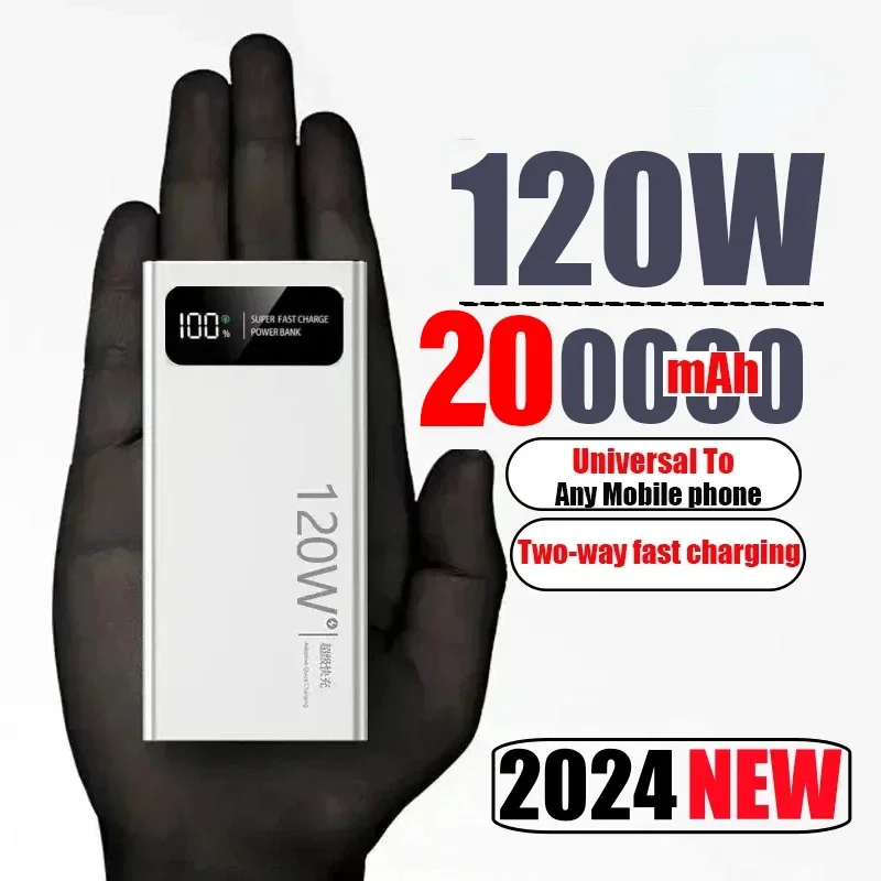 120W High Capacity Power Bank 200000mAh Fast Charging Powerbank Portable Battery Charger For iPhone Samsung HUAWEI XIAOMI NEW