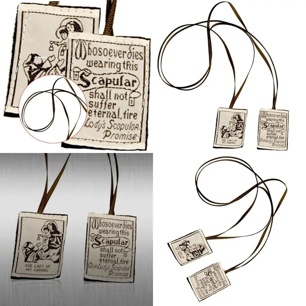 Brown Scapular Our Lady of Mount Embroidered Scapular Catholic Necklace