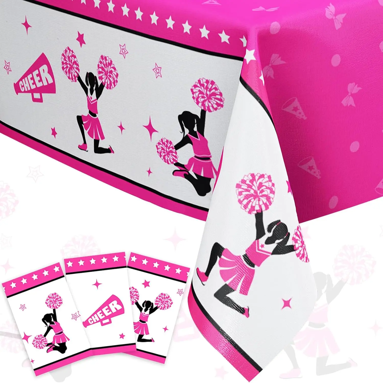 Table Decor Tablecloths for Cheerleading and Birthday Party, Tabletop Decor, Happy Spirit Gymnastic, Baby Shower, 3PCs