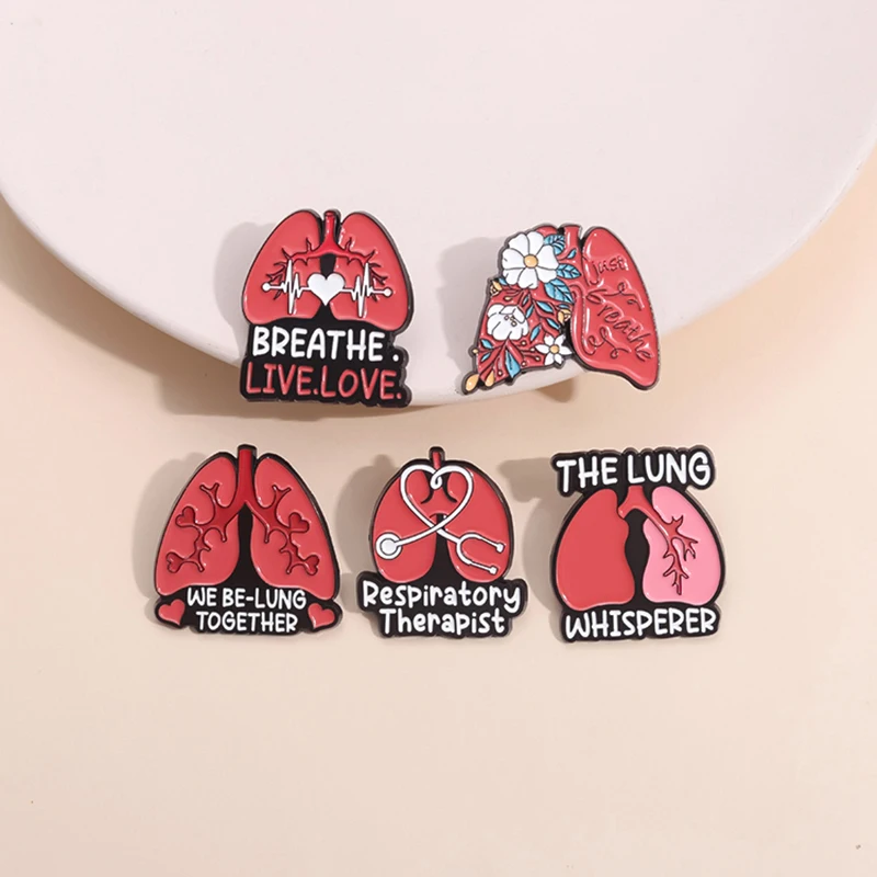 Iung Organ Enamel Pins Custom BREATHE LIVE LOVE Brooches Lapel Badges WE BE LUNG TOGETHER Jewelry Gift for Friends