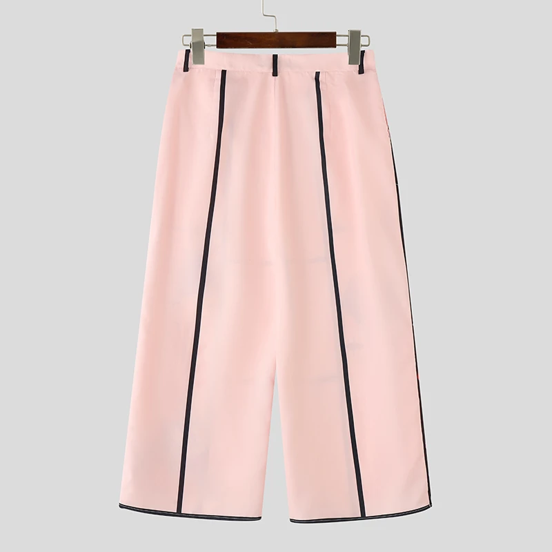 INCERUN Men Wide Leg Pants Printing Button Joggers Loose Casual Trousers Men Streetwear 2025 Fashion Oversize Leisure Male Pants