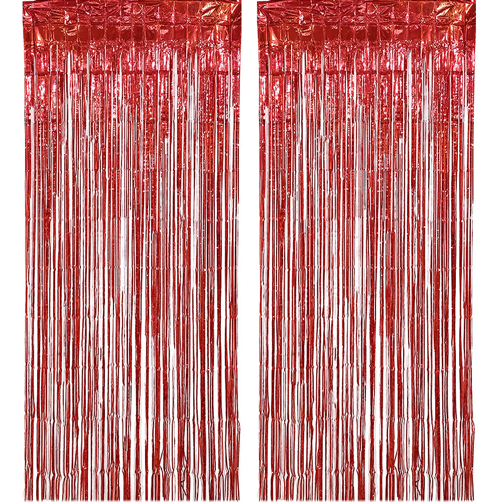 Rideau à Franges Métalliques Rose Scintillant - Lot De 6 Rideaux Pailletés Argentés 1x2m Pour Anniversaire, Mariage Et Fêtes