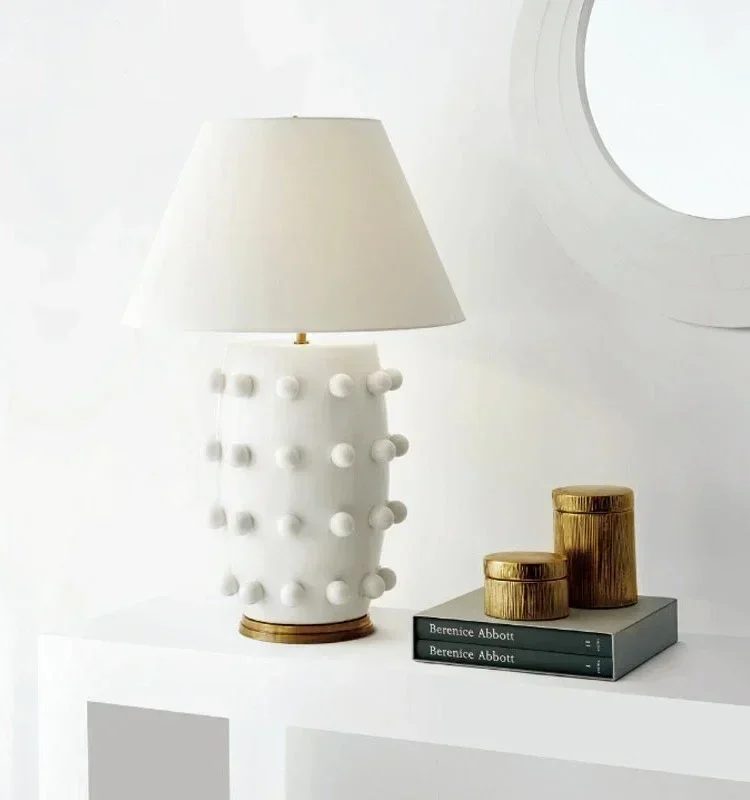 American style modern handmade ceramic study bedroom bedside table lamp