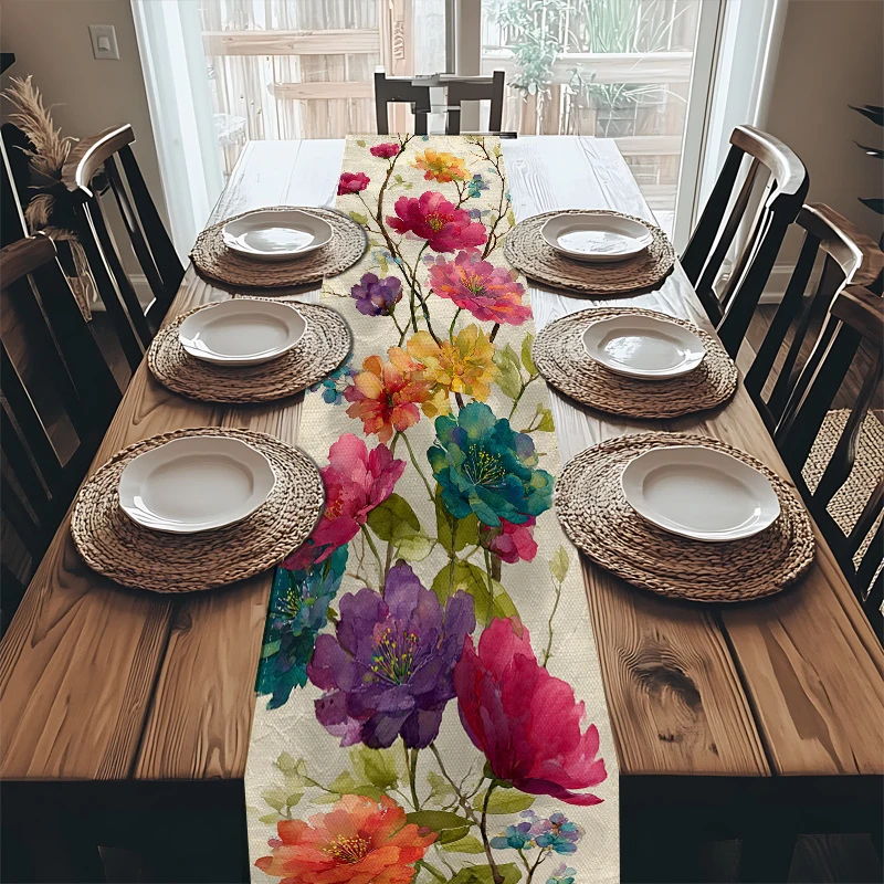 VIKAMA Watercolor Floral Patte - đánh giá và giá Linen Table Runner