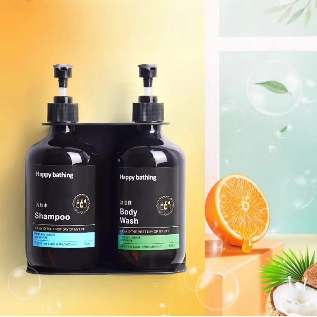 Tuqiu Black Soap Dispenser Bathroom Hand Liquid Soap Dispenser SUS 304 and ABS Shampoo bottles Big Capacity Single 500ML