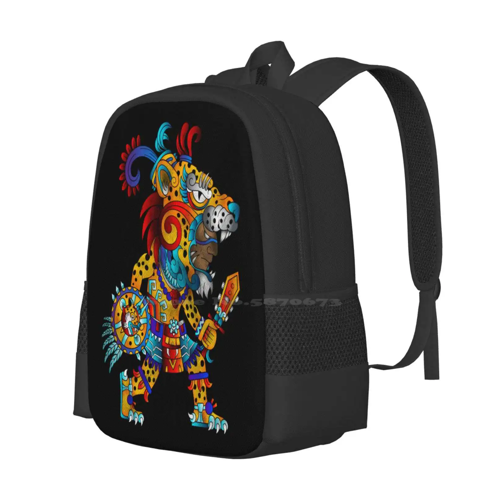 Cartoon Warrior Mexico Aztec School Bag Big Capacity Backpack Laptop Mexico Mayan Mexican Inca Warrior History Animal Skull