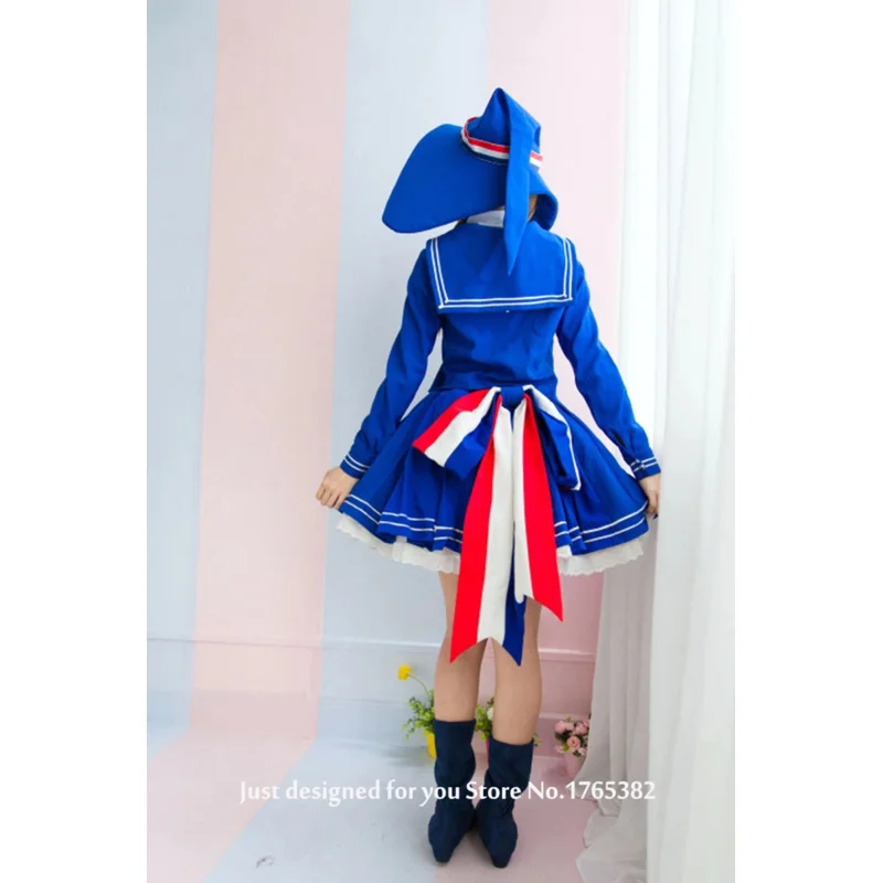 Adult women anime wadanohara cosplay costume Japan girls White blue sailor uniform set top skirt scarf headwear