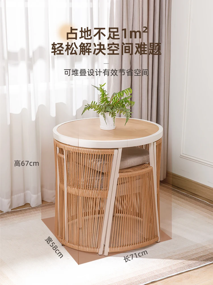 Balcony small table and chair three-piece set, casual household rattan chair, reading books, drinking tea, table and chair combi