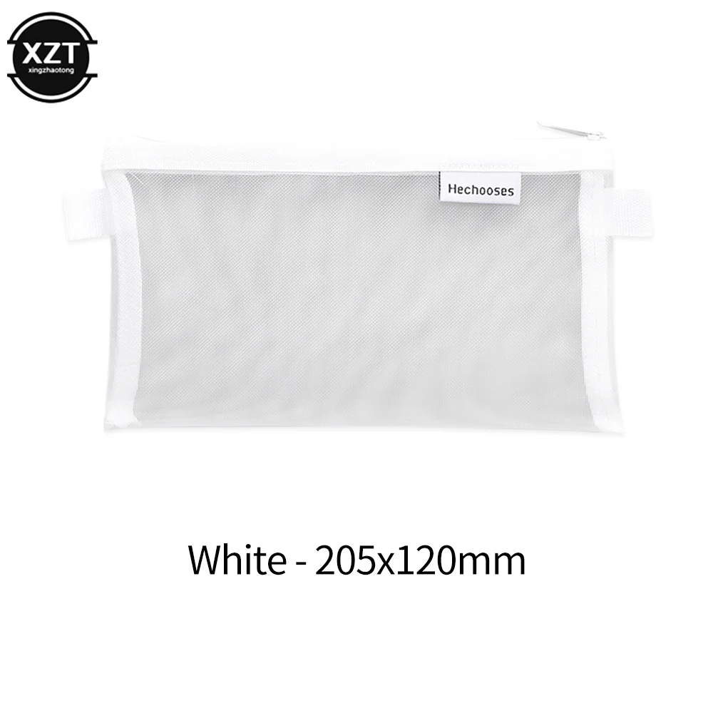 Sac à crayons portable en maille transparente, carré et narmignon, sac en poudre pour stylo, fournitures scolaires et de bureau, étui de papeterie créatif, 1 PC