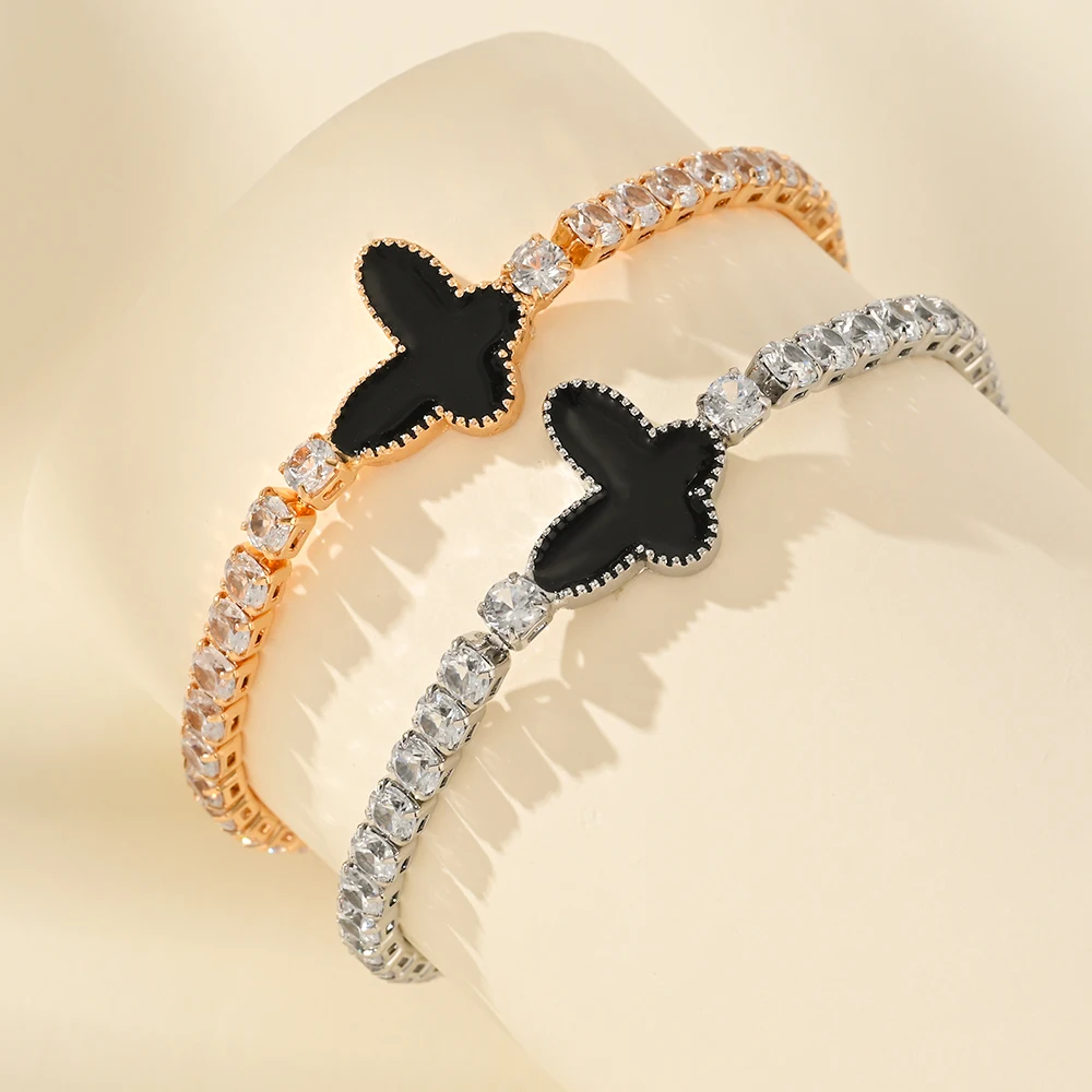 

2024 New Fashion Butterfly Bracelet Women's Exquisite Design Chain Inlaid with Round Shining Zircon Jewelry Popular Style