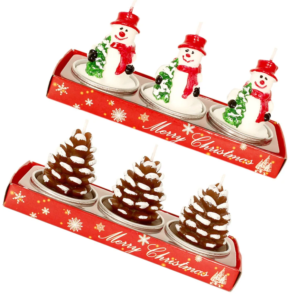 

3pcs Christmas Candles Paraffin Snowman Centerpieces for Holiday Party Table Decorations Festival Supplies