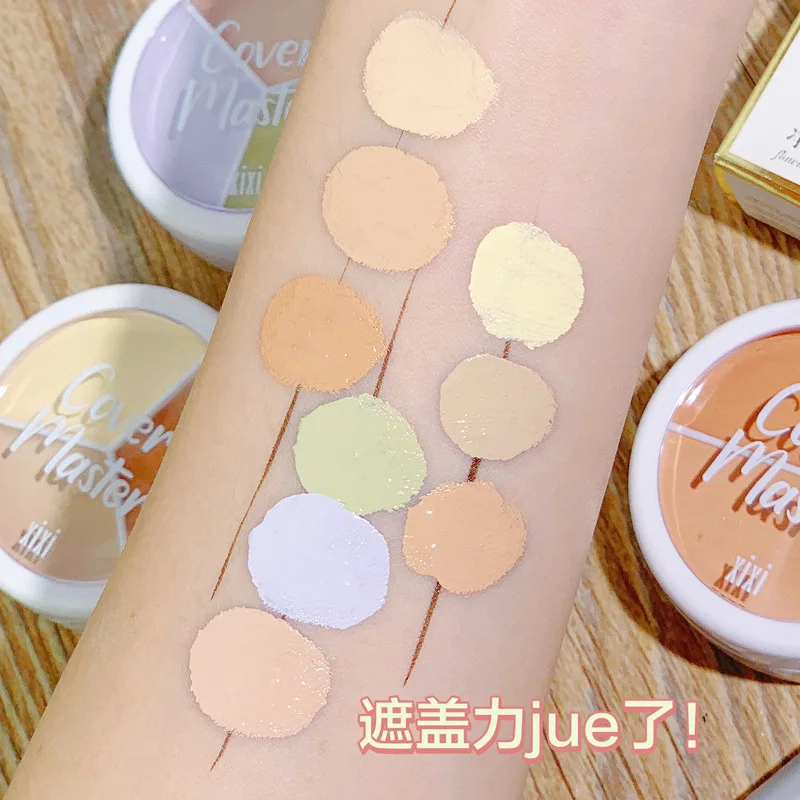 Bao Da Sư Ba Màu Kem Che Khuyết Điểm Với Bàn Chải Mặt Cơ Bản Contour Palette Bao Che Lỗ Hổng Các Đốm Mụn Thâm Chống Nước Trang Điểm