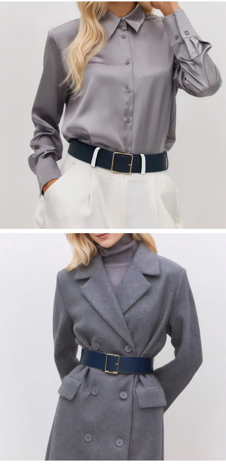 Europäische und amerikanische Mode, großzügige Schnalle, breiter Bund für Damen, elegante Dekoration mit Windjacke, Jeansgürtel für Damen – Detail 2
