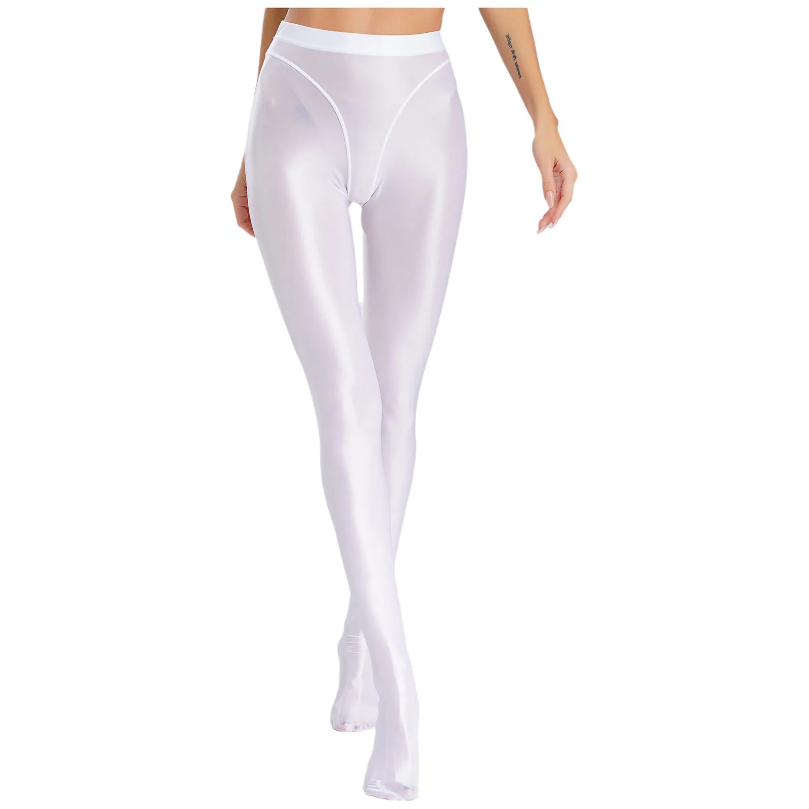 Women Yoga Workout Smooth Pantyhose Silky Skinny High Waist Gym Leggings Pants Dance Gymnastic Fitness Sport Underpants Trousers