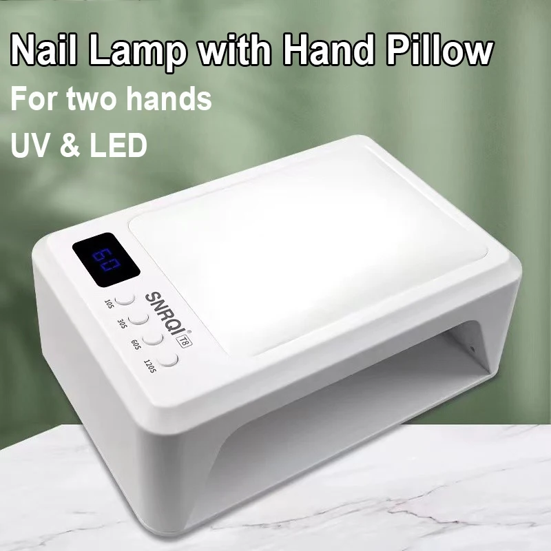 72W เล็บโคมไฟเครื่องเป่าพร้อมหมอนวางมือสำหรับเล็บ Art 2แขน Rest Hand Cushion หมอนเครื่องเป่าเล็บ UV โคมไฟเล็บ Led