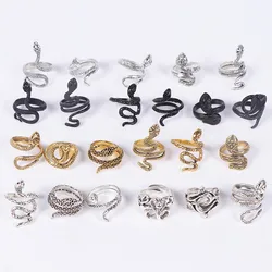 Pack of 10pcs Women's Fashion Snake Animal Mix Style Vintage Jewelry Metal Rings Can Open Size Adjustable