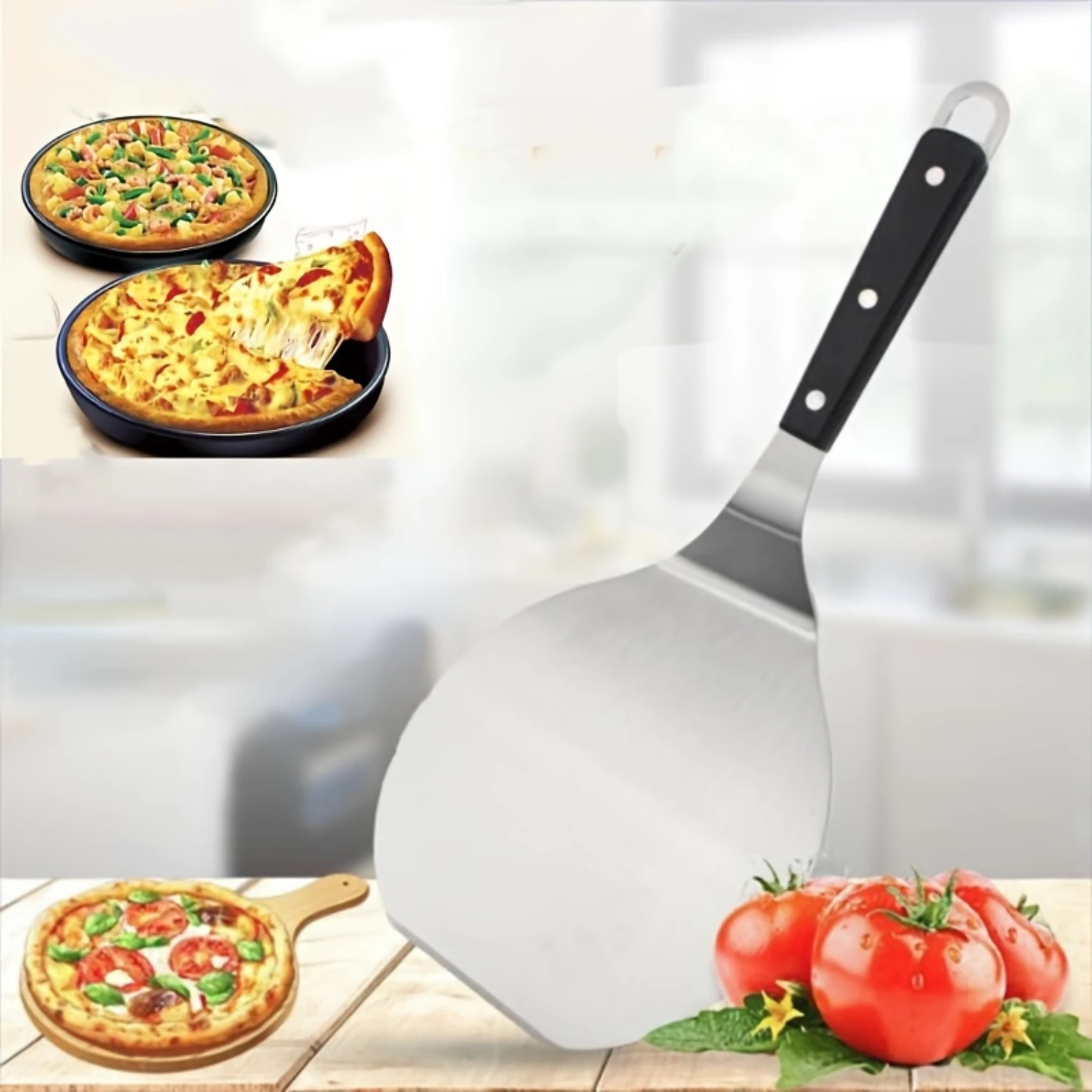 

1pc, Flat Pizza Peel Stainless Steel Baking Shovel Paddle Cake Lifter Transfer Tray For Baking Homemade Pizza Bread