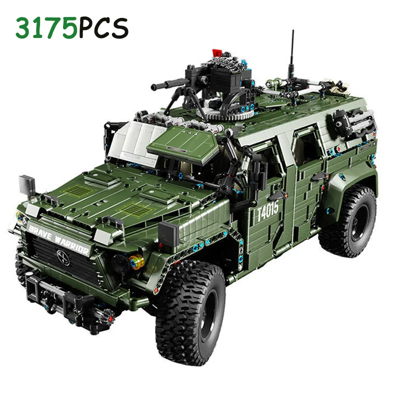 

3175 шт., военные строительные блоки для внедорожников, 1:8, модель грузовика, сборная модель, кирпичи, развивающие игрушки «сделай сам», подарки на день рождения для детей