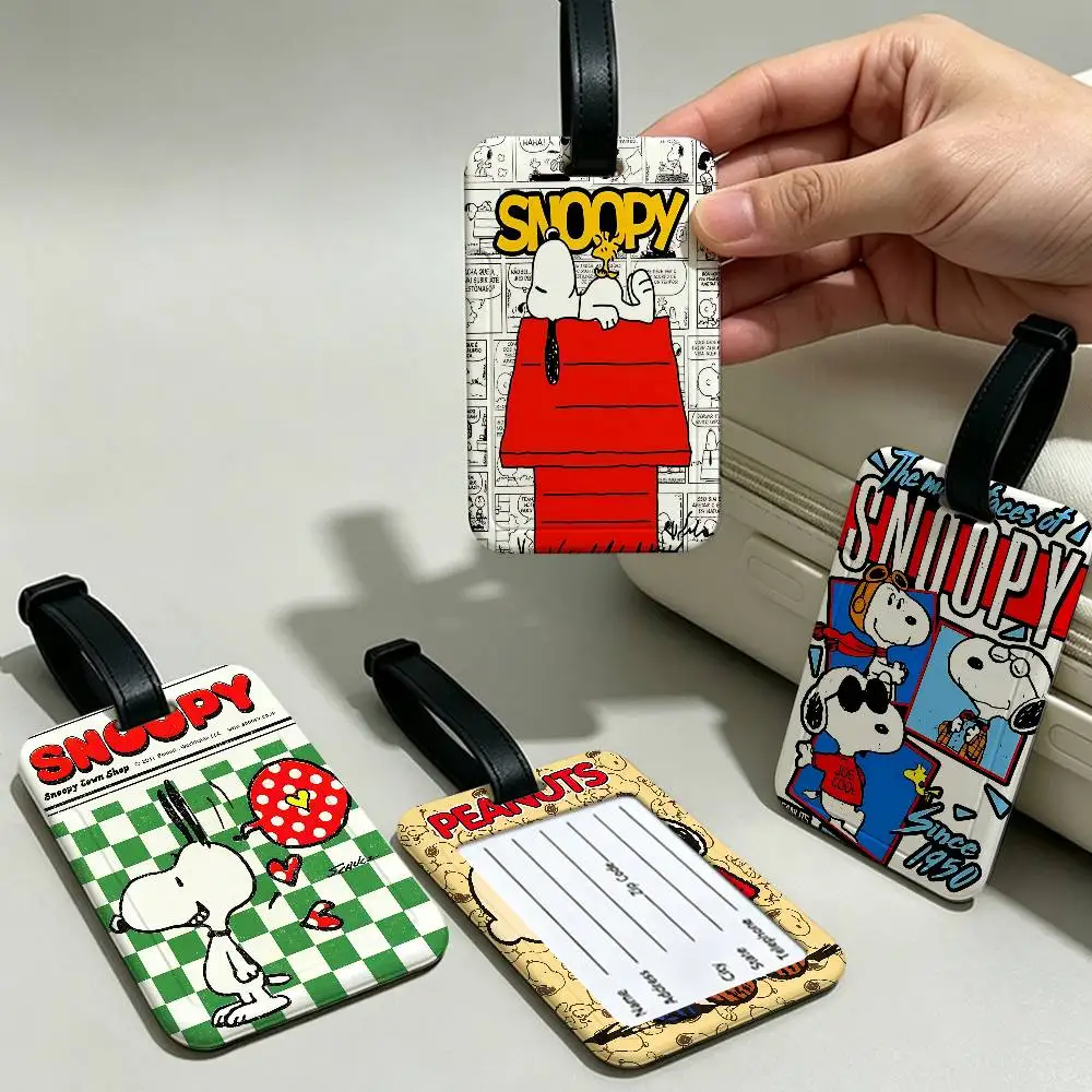Classic Cartoon Cute S-Snoopy Waterproof Information Card Sleeve PVC Luggage Tag Anti lost Identifier For Suitcase Handbag