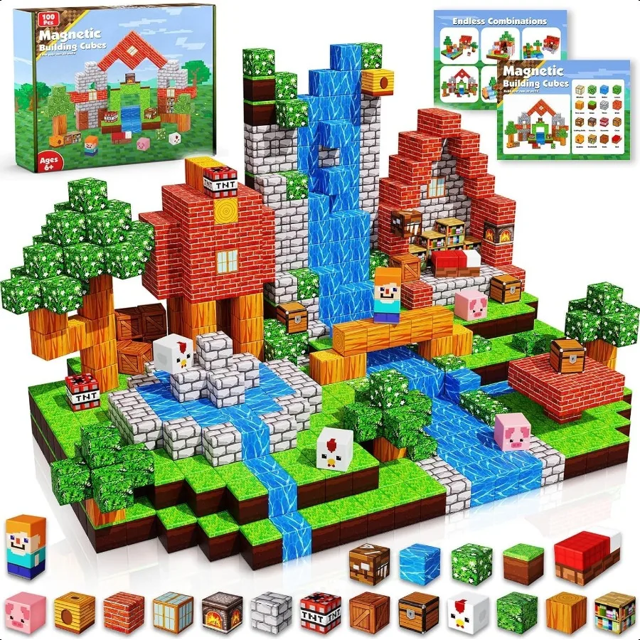 

Magnetic Blocks 100PCS Magnetic Building Cube Game Constructions Toys for Boys Girls Age 34 5 6 7 8 9 10 STEM Montori Stacking