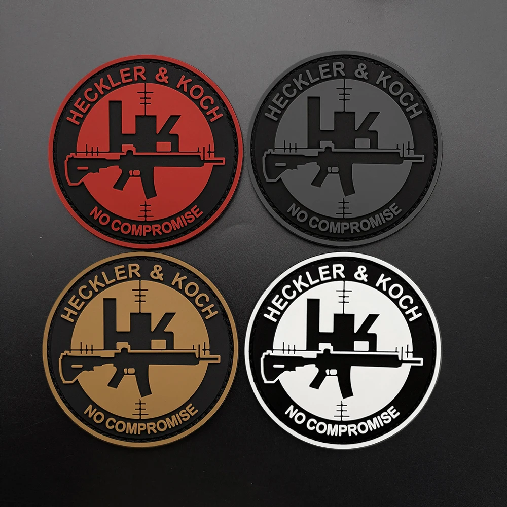 Black, red, sand, and white four-color HK tactical 2D flat PVC Velcro patch 1PC with built-in glow-in-the-dark effect, comes with a separate rough side, layered three-dimensional embossed edges, not prone to peeling, functional tactical jacket personalized decorative badge accessory