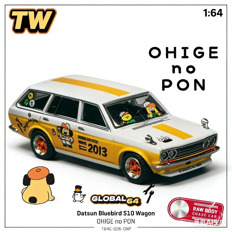 TW 1:64 Datsun Bluebird 510 Wagon OHIGE NO PON - Modelo de coche de aleación de imitación fundido a presión, artículo de decoración para colección de juguetes para niños.