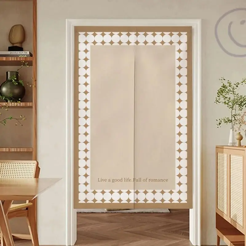 VIKAMA Polka Dot Door Curtain, Romance Quote Print Japanese Style Partition Curtain for Doorway Entryway & Room Divider