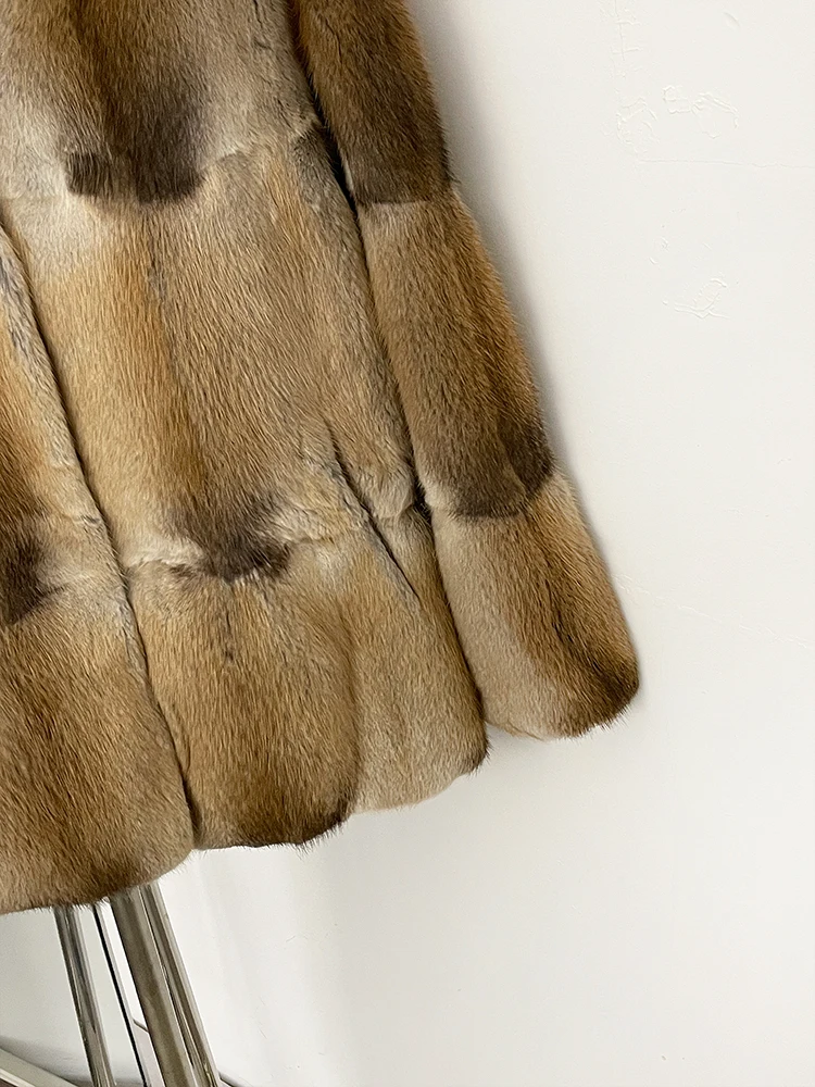 Femmes hiver col en v haut vêtements femme de luxe réel manteau de fourrure de vison veste chaude fourrure naturelle manches longues manteau vêtements d'extérieur dame