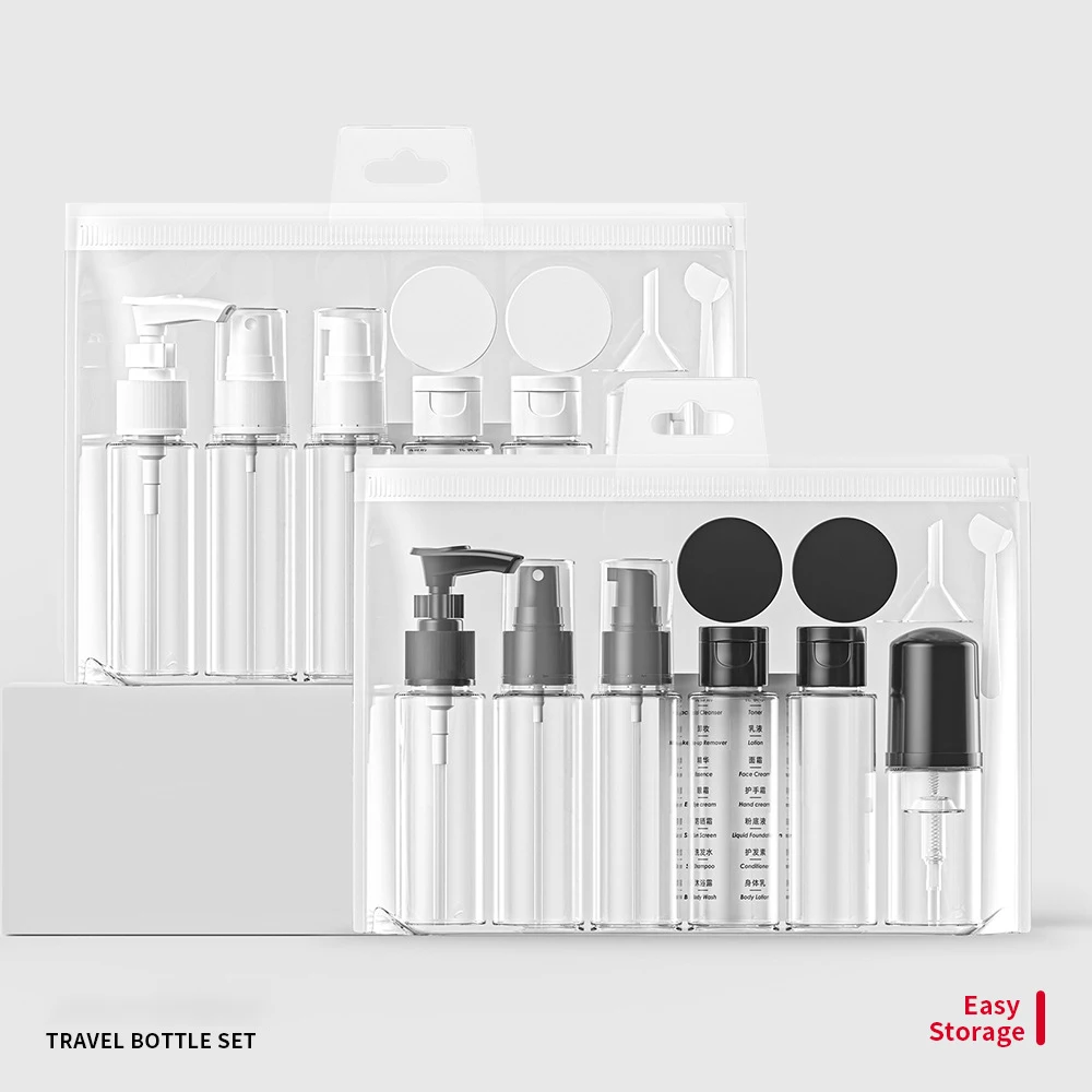 11 teile/satz Reise Flasche Set 60 ml Nachfüllbare Flasche Weiche Kunststoff Lotion Shampoo Container Squeeze Tube Leere Flasche Großhandel
