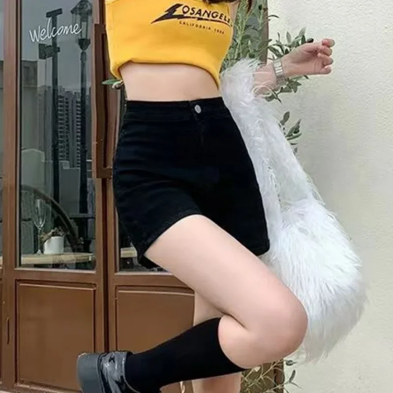 

Джинсовые шорты женские прямые повседневные с высокой талией модные летние американские стильные милые однотонные универсальные шикарные женские уличные шорты