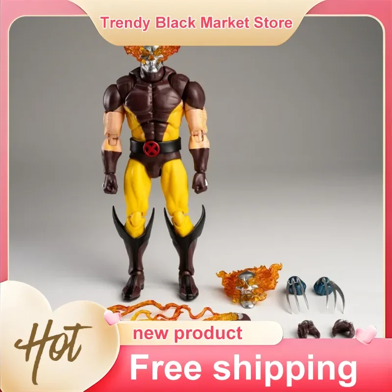 CT Toys X-Men Logan Hellfire Ghost Rider Wolverine Posable Action Figure With Fire Skull Head Flame Claw Accessories Collectible