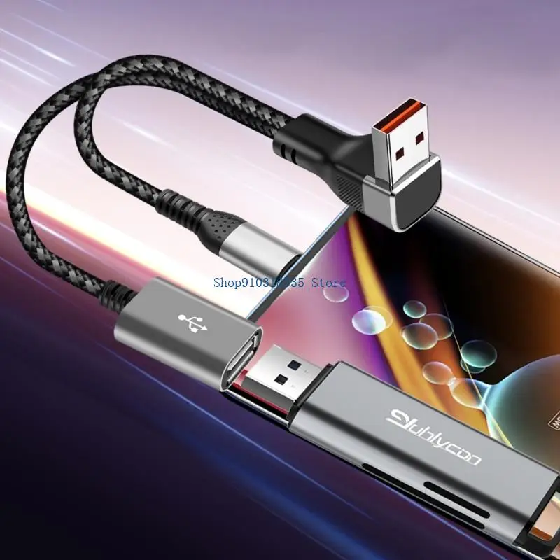 

90Degree Angled USB Splitter Cable for Fast Charging &Data Transfer Compatible for Laptop Car Chargers Mobile Power 25cm