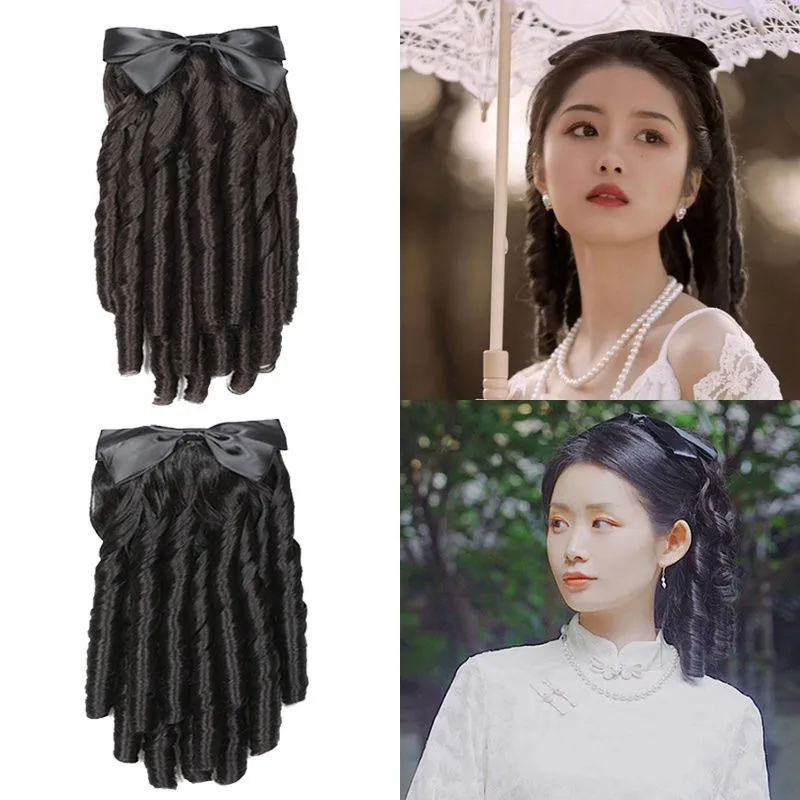 

Republic of China style Roman curl ponytail princess curl atmosphere curly hair synthetic wig ponytail comb dress