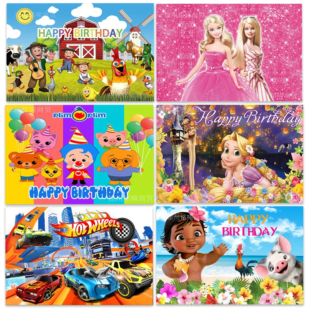 1PCS/lot Hot Wheel Moana Princess Zenon Farm Theme Happy Birthday Party Kids Boys Girls Favors Decorations Baby Shower Backdrop