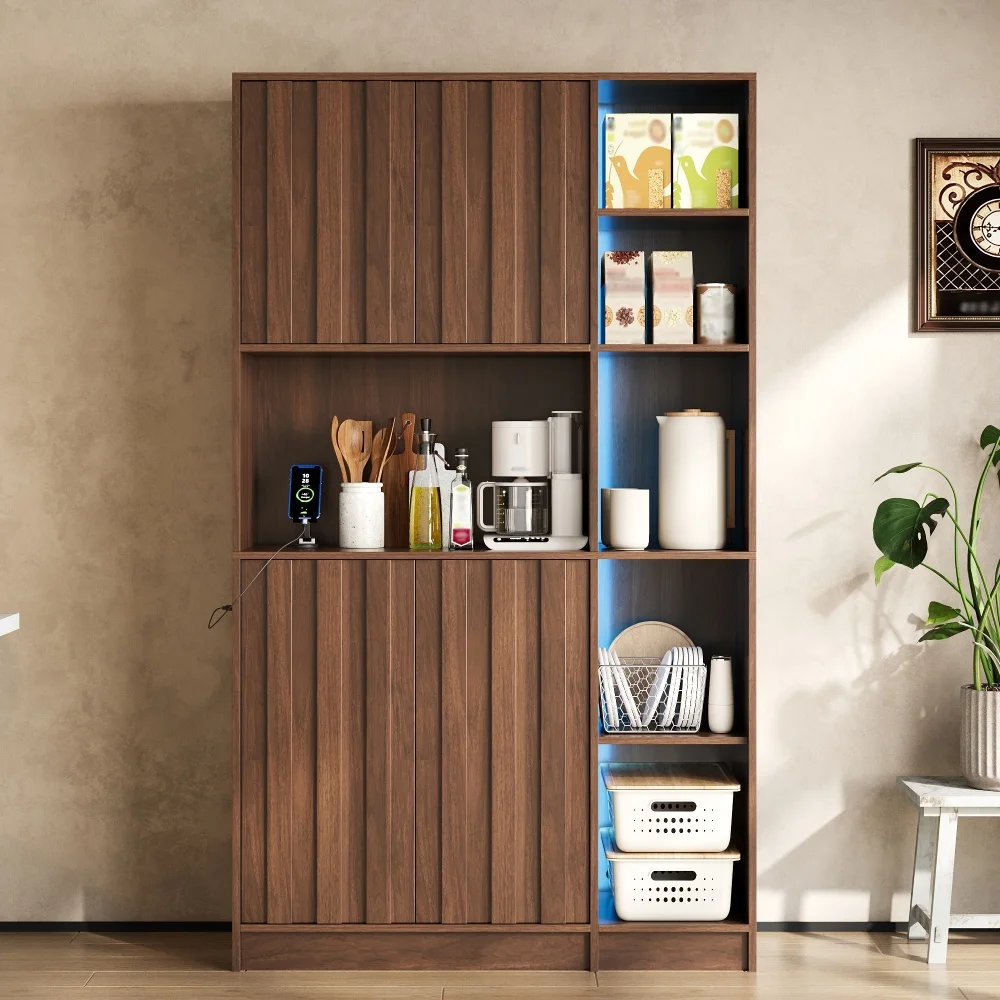 Hoher Küchenschrank 180x105x40 cm, Mehrzweck-Displayregal, Vitrine, Schrank, Organizer für Wohnzimmer, Esszimmer, Haushalt, hoher Vitrinschrank, große Kapazität, Heim-Möbel, Aufbewahrungseinheit