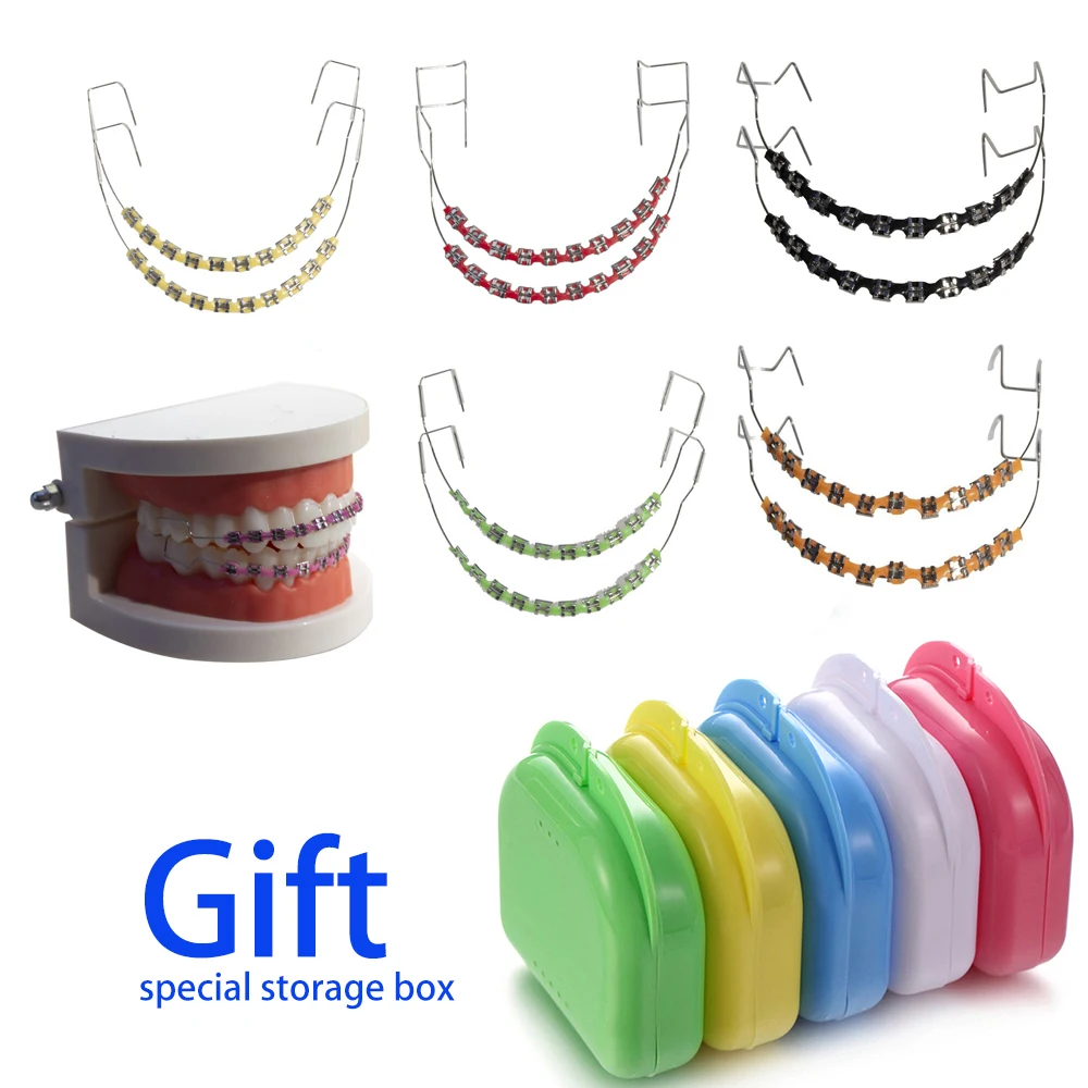 

Fashion Braces Colorful Temporary Tooth Decoration With Metal Wires Metal Bracket Orthodontic Ligature Ties High Quality