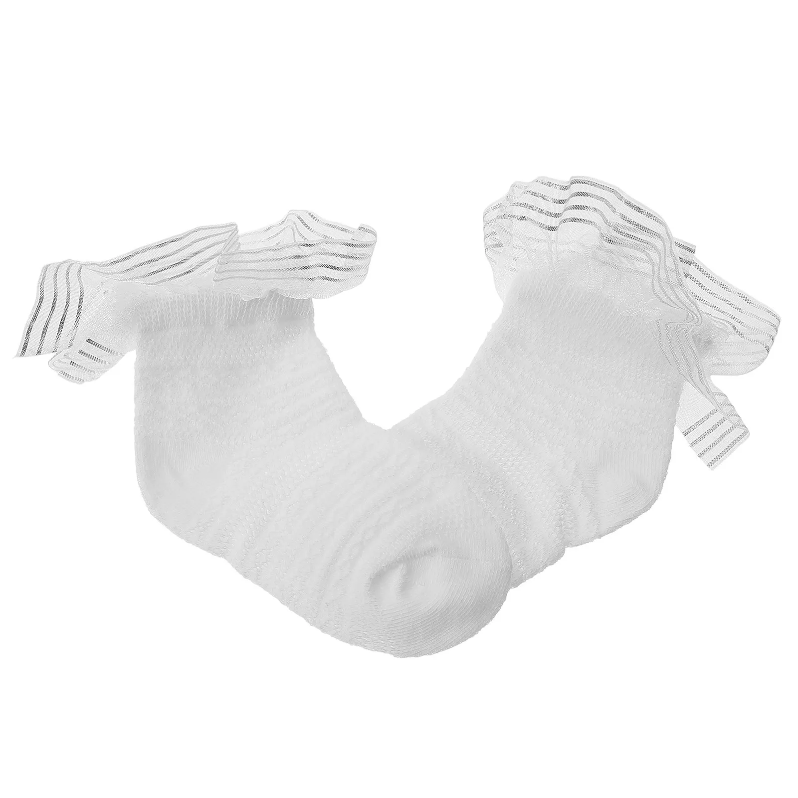 

1Pair White Baby Knee Socks Cotton Soft Lace Trim Tulle Decorated for Dance Performance Special Occasion Girls Toddlers Socks
