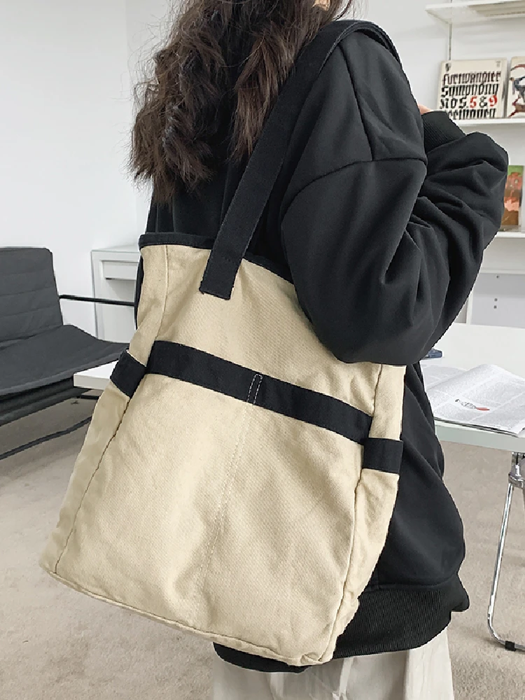 Ins Canvas Bag Korean The Literary Student Shoulder Bag Lazy Style Large-capacity Cloth Bag Messenger Bag Tote Bag Handbag