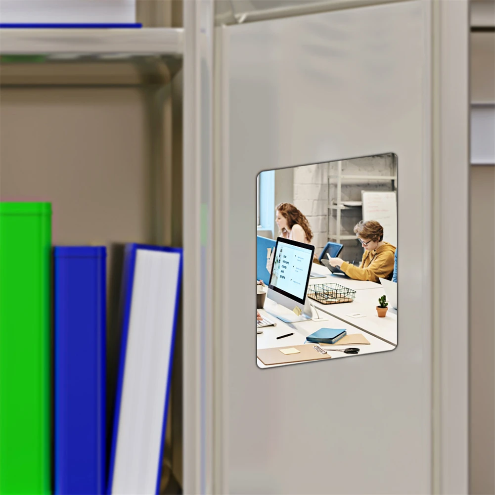 For Bathroom Cabinets Rectangle Magnetic Mirror 5x7in Locker Mirror Bathroom Clear Reflection Frameless Design
