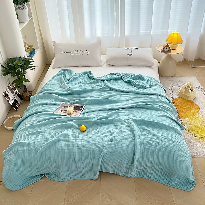 6 Layer Cotton Gauze Blanket Bubble Texture Ultra Soft Muslin Throw for Kids Baby Stroller Nap Bed Breathable Lightweight