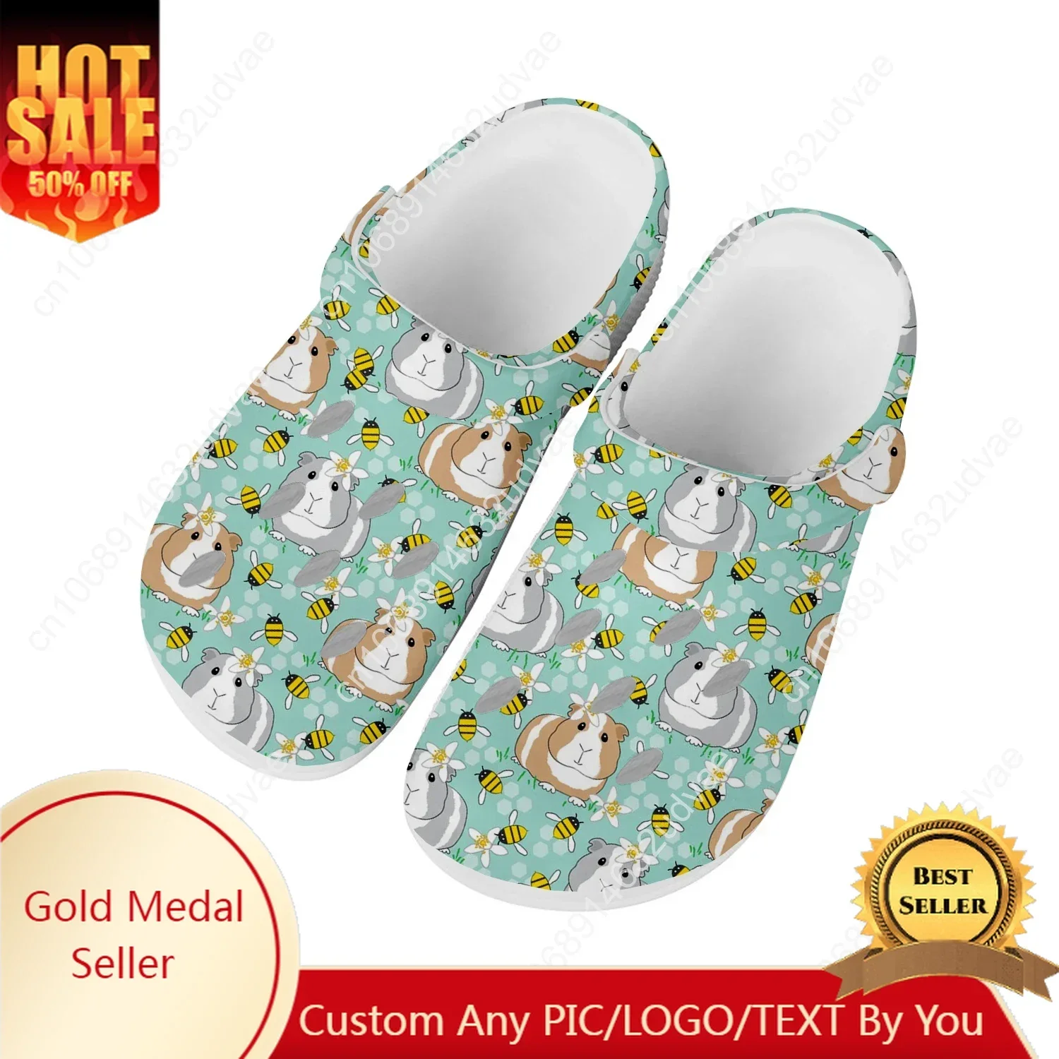 

Сандалии с милым рисунком морской свинки для мужчин и женщин, модная подростковая обувь для воды, садовые дышащие удобные пляжные тапочки на заказ