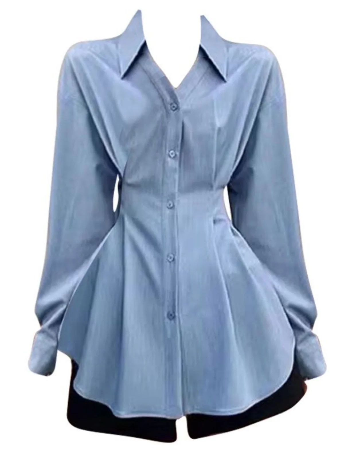 

Women's Blue Polo Shirts Blouses Harajuku Vintage Y2k 90s Aesthetic 2000s Long Sleeve Shirt Fashion Oversize Clothes 2025